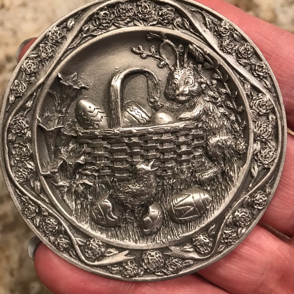 CAT Designs Easter Mini Pewter Plate, 1986